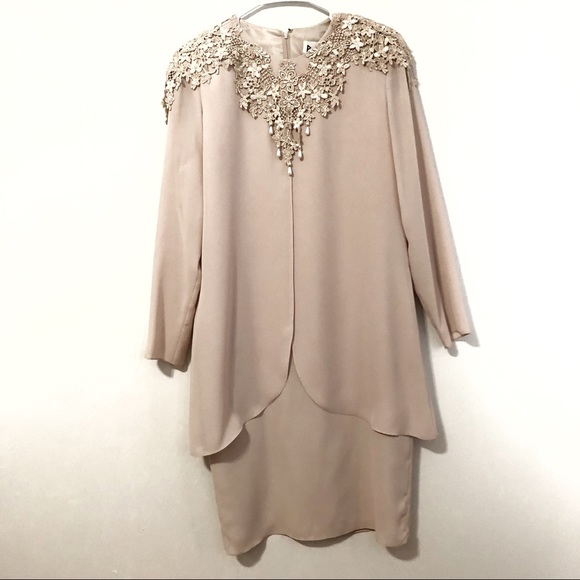 Patra Dresses & Skirts - Patra | Tan Formal Pearl Gown Dress